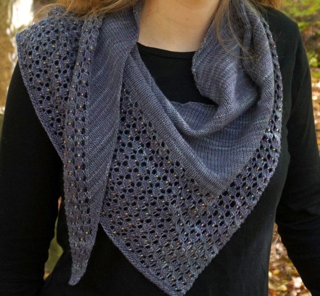 Free Knitting Pattern for Charmayne Beaded Shawl