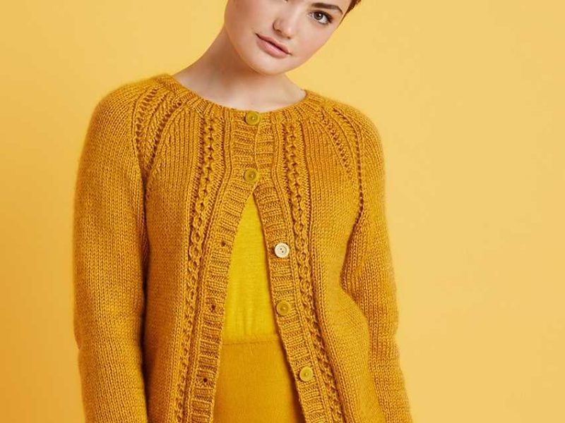 Free Knitting Pattern for a Cabled Raglan Cardigan
