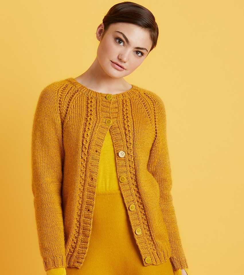 Free Knitting Pattern for a Cabled Raglan Cardigan