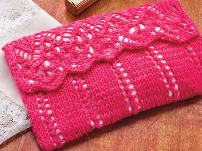 Free Knitting Pattern for a Lace Clutch