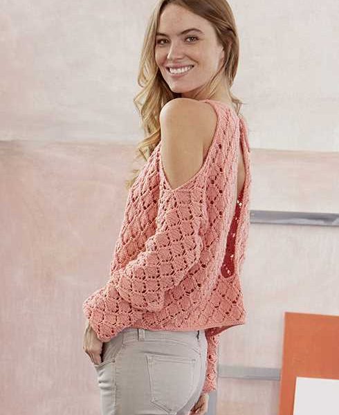 Free Knitting Pattern for a Shoulderless Lace Top