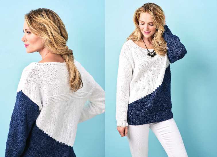 Free Knitting Pattern for a Slant Pattern Colourblock Sweater