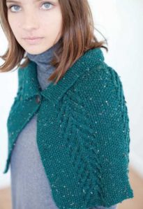 Free Knitting Pattern for a Tweed and Cable Cape