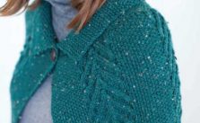 Free Knitting Pattern for a Tweed and Cable Cape