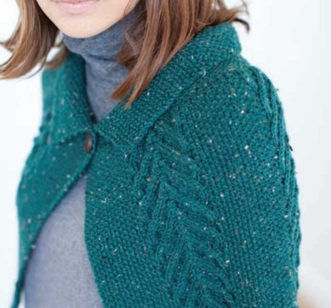 Free Knitting Pattern for a Tweed and Cable Cape