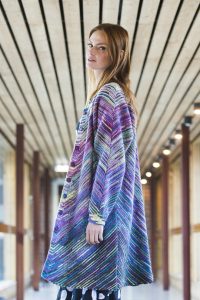 Free Knitting Pattern for a Women's Cardigan with Slanted Striping Pattern