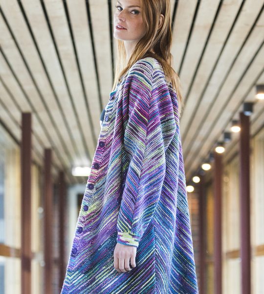 Free Knitting Pattern for a Women’s Cardigan with Slanted Striping Pattern