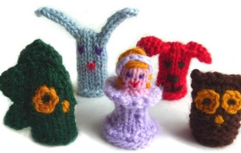 Free Knitting Patterns for Finger Puppets: Bunny, Puppy, Dinosaur, Princess, and Owl