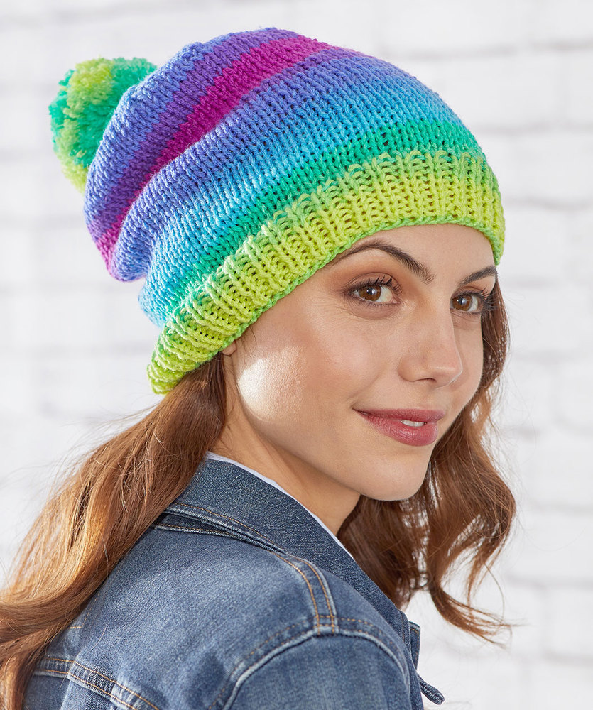 Free Knitting patterns for 3 Easy Stockinette Stitch Hats with Stripes
