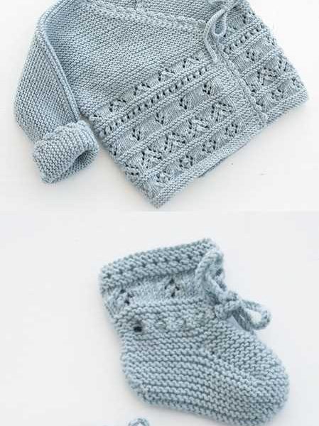 Free Baby Knitting Pattern for Jacket and Booties