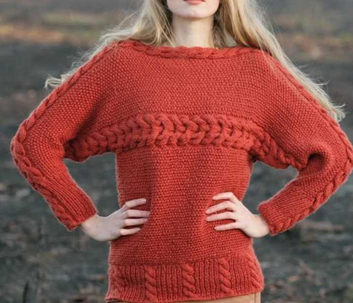 Free Knitting Pattern for Cabled Renee Pullover