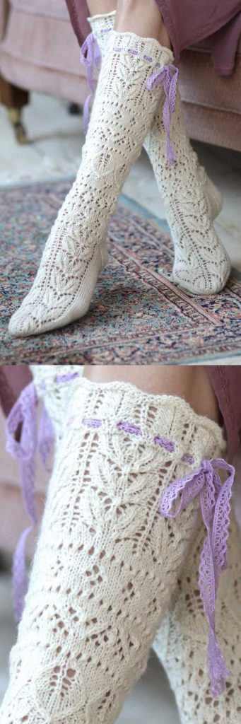 Free Knitting Pattern for Delicate Women's Lace Socks