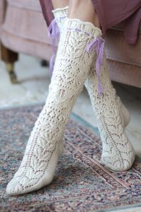 Free Knitting Pattern for Delicate Women's Lace Socks