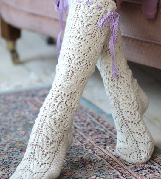 Free Knitting Pattern for Delicate Women’s Lace Socks