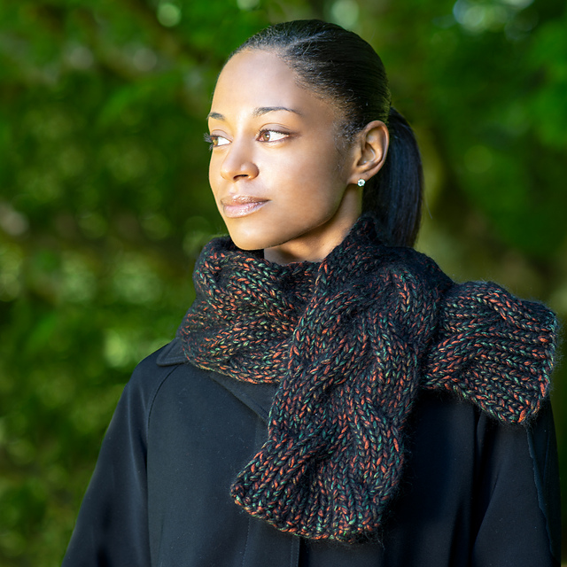 Free Knitting Pattern for a Autumn Braid Scarf. Chunky scarf knitting pattern with a cable stitch. 