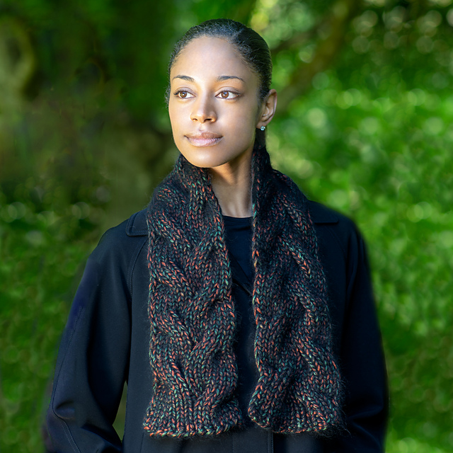 Free Knitting Pattern for a Autumn Braid Scarf. Chunky scarf knitting pattern with a cable stitch.