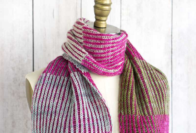 Free Knitting Pattern for a Byberry Scarf. Free brioche knitting pattern