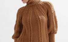 Free Knitting Pattern for a Cabled Turtleneck Sweater