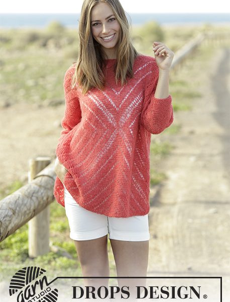 Free Knitting Pattern for a Center of my Heart Lace Jumper