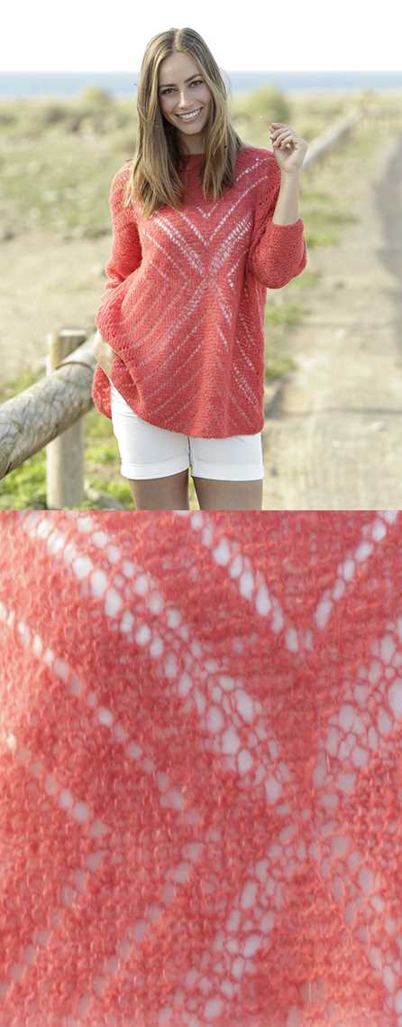 Free Knitting Pattern for a Center of my Heart Lace Jumper