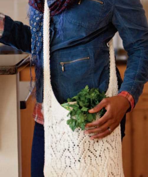 Free Knitting Pattern for a Chevron Lace Market Bag