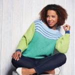 Free Knitting Pattern for a Colourblock Cotton Jumper