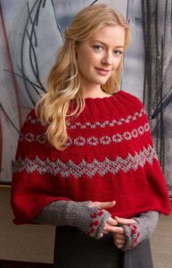 Free Knitting Pattern for a Fair Isle Poncho & Arm Warmers