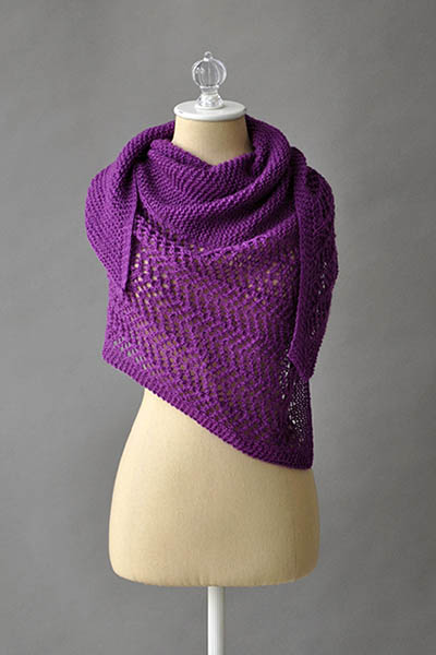 Free Knitting Pattern for a Herringbone Lace Shawl