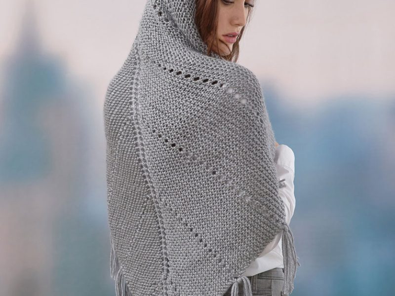 Free Knitting Pattern for a Hoodie Shawl