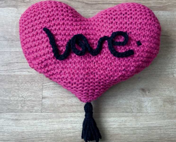 Free Knitting Pattern for a Love Cushion