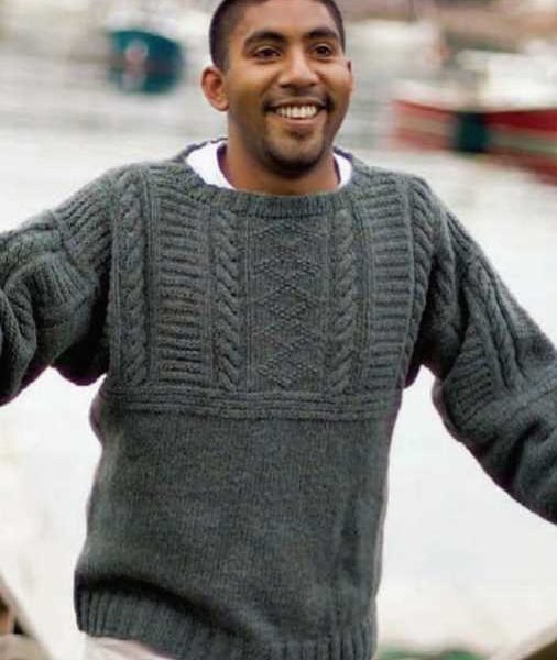 Free Knitting Pattern for a Man’s Old Way Gansey Sweater