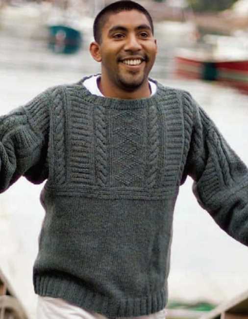 Free Knitting Pattern for a Man's Old Way Gansey Sweater