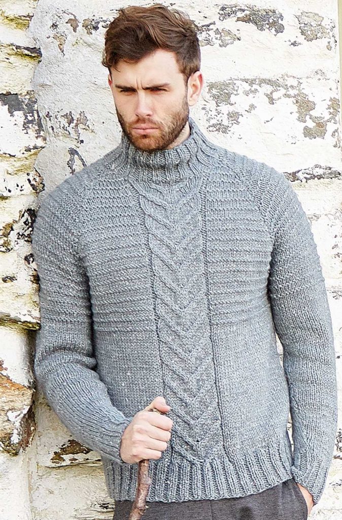 Free Knitting Pattern for a Men's Cabled Sweater