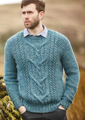 Free Knitting Pattern for a Men's Cabled Sweater Cole