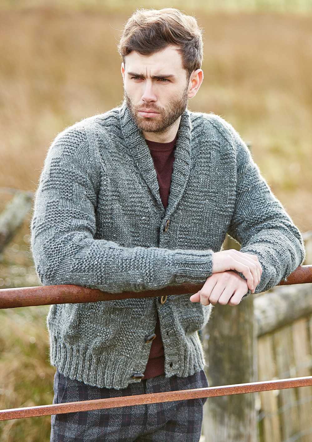 Free Knitting Pattern for a Men's Textured Cardigan Thorpe