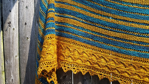 Free Knitting Pattern for a Split Stripes Crescent Shawl