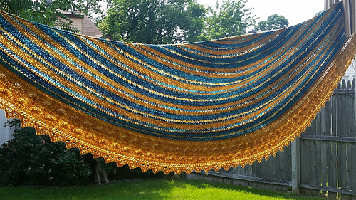 Free Knitting Pattern for a Split Stripes Crescent Shawl