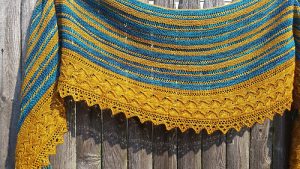 Free Knitting Pattern for a Split Stripes Crescent Shawl