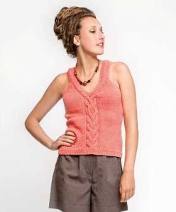 Free Knitting Pattern for a Tank Top with Cable Feature