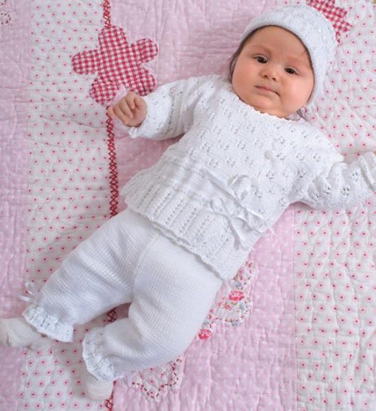 Free Baby Knitting Pattern for a Jacket and Pants with Hat