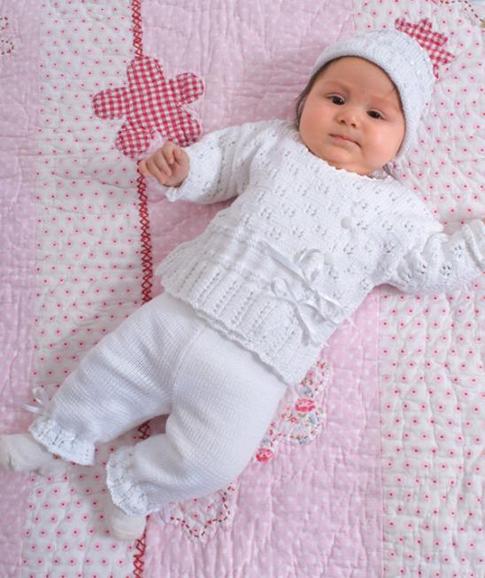 Free Baby Knitting Pattern for a Jacket and Pants with Hat