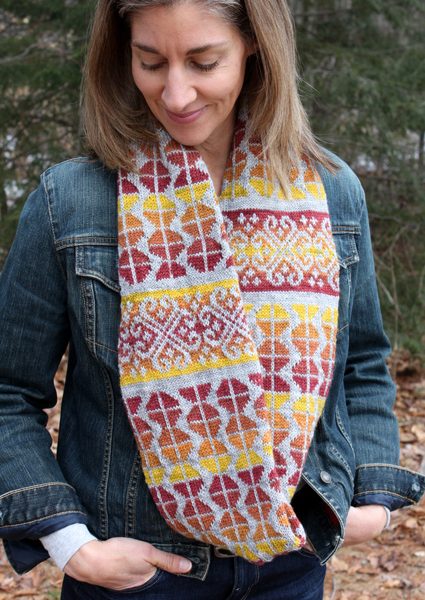Free Knitting Pattern for Autumn Sunset Colorwork Cowl