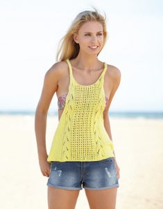 Free Knitting Pattern for Lacy Women's Tank Top for the Beach