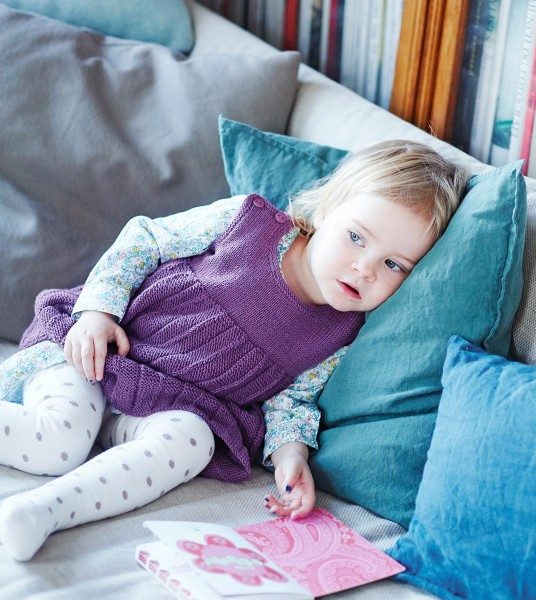 Free Knitting Pattern for a Baby & Kids Dress with Pleats