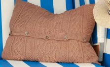 Free Knitting Pattern for a Cabled Cushion Cover