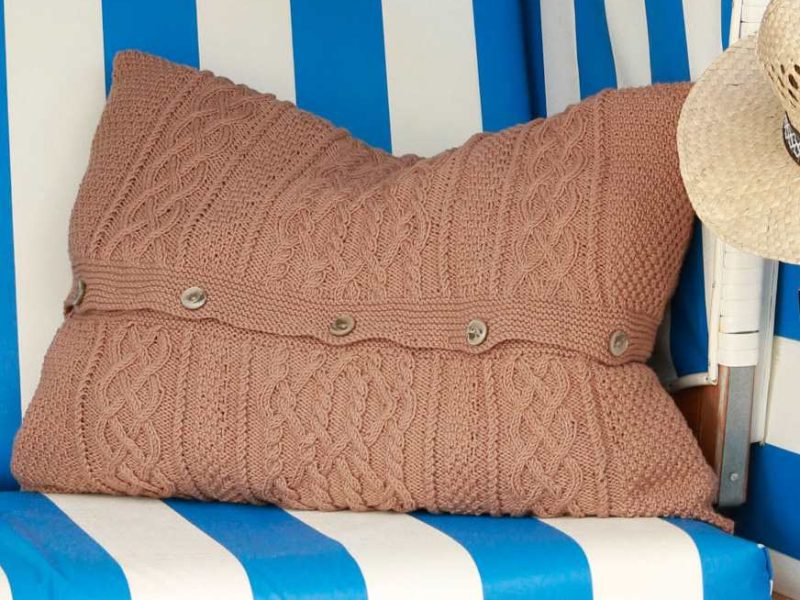 Free Knitting Pattern for a Cabled Cushion Cover