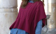 Free Knitting Pattern for a Cabled Ladies Poncho