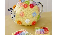 Free Knitting Pattern for a Flower Tea Cosy and Coasters