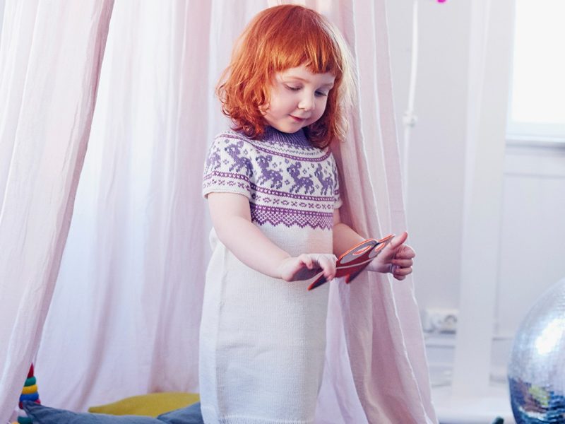Free Knitting Pattern for a Girls Fairisle Yoke Dress