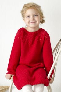 Free Knitting Pattern for a Girl's Lace Yoke Dress